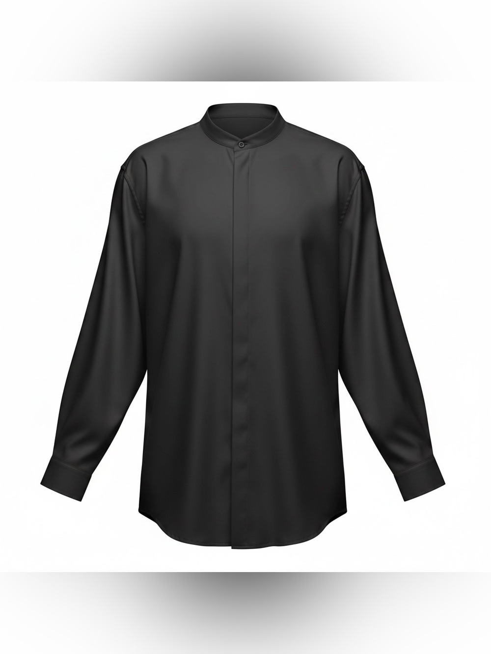 Vancoog Men’s Black Band Collar Dress Shirt Long Sleeve Cotton Blend 2XL NWT